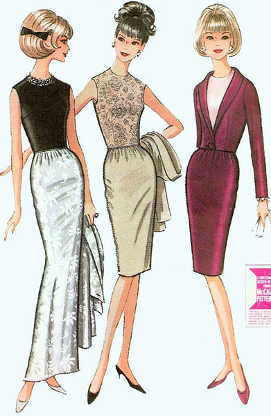 60s CLASSY Slim Evening Gown or Cocktail Dress and Jacket Pattern Jewe – A Vintage shop 60s CLASSY Slim Evening Gown or Cocktail Dress and Jacket Pattern Jewe – A Vintage shop