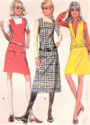 1970s CUTE Jumper Pattern McCALLS 2452 Three Versions Includes Midi Length Size 9/10 Vintage Sewing pattern FACTORY FOLDED