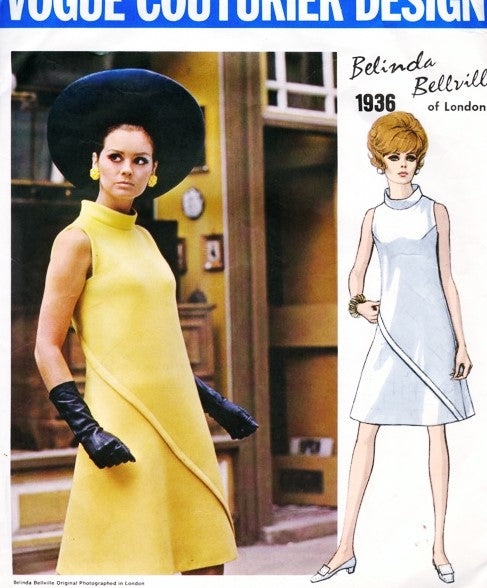 60s BELINDA BELLVILLE Dress Pattern VOGUE Couturier Design 1936 Stunni – A  Vintage shop