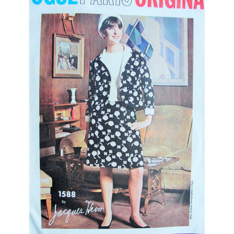 1960s Jacques Heim Designer CLASSY Mod Dress and Jacket Pattern VOGUE PARIS Original 1588 Vintage Sewing Pattern Bust 34