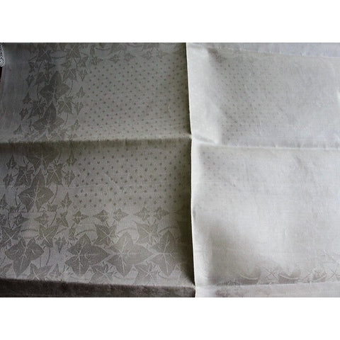 LOVELY Antique Irish Linen Damask Linen Dinner Napkins Set of 6 Ivy Leaves n Polka Dots Pattern,Chateau Chic Antique Table Linens Never Used