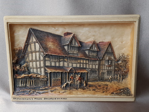 BEAUTIFUL Antique Osborne Ivorex SHAKESPEARE'S House 3D Wall Hanging, Stratford-On-Avon, Made In England, Wall Plaque, Relief Sculpture