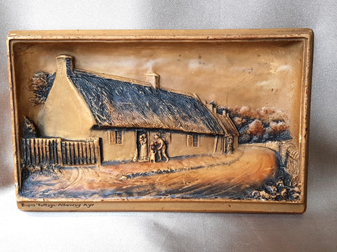 CHARMING Antique Scottish Burns' Cottage Alloway Decorative Plaque By Ivorex, Robbie Burns Collectibles