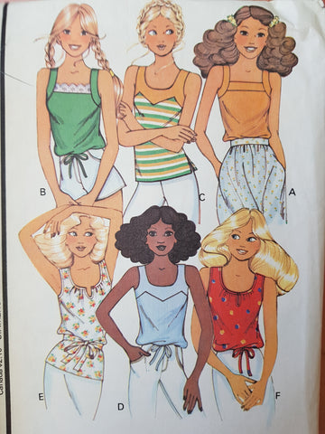 CUTE 1970s Tops Pattern, McCall's 6069 , Six Sleeveless Styles,  Retro Style Stretch Knit Tops, Bust 32-34, Vintage Sewing Pattern