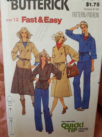 1970s Wonderful Top,Skirt and Pants Pattern BUTTERICK 6184 Bust 34 Vintage Sewing Pattern