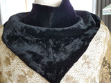 Art Deco METAL Lace and Silk Velvet Scarf Wrap,Flapper Dress Accessory,Heirloom Sewing,Vintage Clothing, Antique Textiles