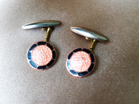FABULOUS Art Deco Cufflinks, Guilloche Enamel Cuff Links,Gilt Metal,1920s Cuff Links,Mens Suit Accessories,Wedding Gifts