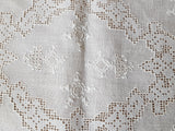 EXCEPTIONAL Italian linen Embroidery, Fine Lace Openwork, Needlelace,Raised Embroidery,Table Centerpiece Lots of Hand Work,Collectible Vintage Linens