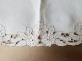 VINTAGE Madeira Tray Cloth Centerpiece Doily, Hand Embroidered, Floral Cutwork, Cottage Farmhouse Décor ,Vintage Table Linens