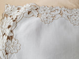 VINTAGE Madeira Tray Cloth Centerpiece Doily, Hand Embroidered, Floral Cutwork, Cottage Farmhouse Décor ,Vintage Table Linens