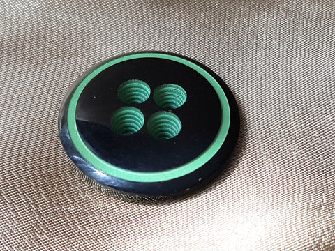 FABULOUS Art Deco Button, Large Carved Button, Black and Green Carved, Collectible Vintage Buttons