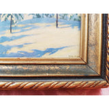 FABULOUS 1920s-30s Winter Scene Framed Litho Print,Beautiful Snow Covered Trees, Original Gilt Carved Small Frame, Signed Tom, Wall Art