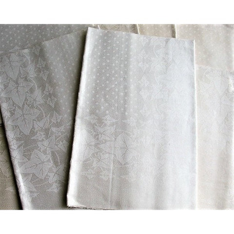 LOVELY Antique Irish Linen Damask Linen Dinner Napkins Set of 6 Ivy Leaves n Polka Dots Pattern,Chateau Chic Antique Table Linens Never Used