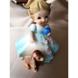 ADORABLE Vintage Josef Originals Figurine,MANDY Girl and Puppy Dog, Little Pets Series,4 Inch Figurine Collectible Josef Figurines, Displays