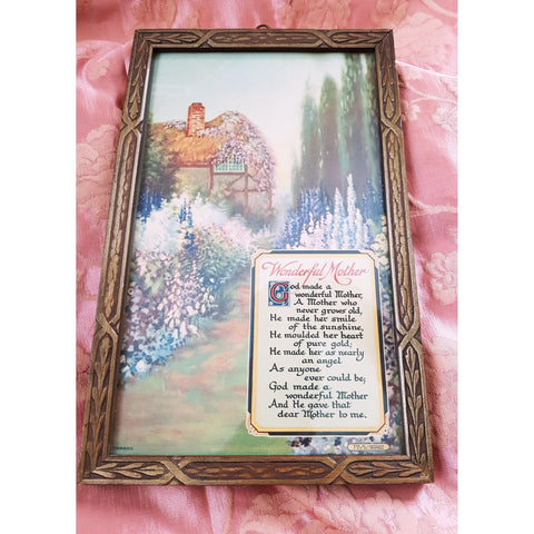 ART DECO Mottoware Wonderful Mother Picture, LOVELY Art Deco Wood Frame, Deco Graphics,Beautiful colors, Perfect Mother Gift, Wall Art