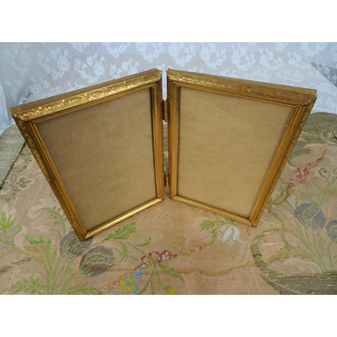 BEAUTIFUL 20sVintage Engraved Metal Folding Photo Frame,Embossed Floral Design Gilt Metal Photo Frame,Quality Gift Worthy Folding Frame