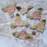 ANTIQUE Unique French Applique,Gorgeous Embroidered Rose,Floral Millinery Applique,Heirloom Sewing,Collectible Appliques