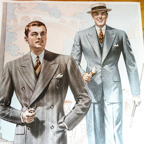 VINTAGE 1930s Men's Fashion Advertisement, Suitable To Frame, Men's Fashion Illustration, Stylish Suit Jackets Print, Decorative Prints,Fashion History