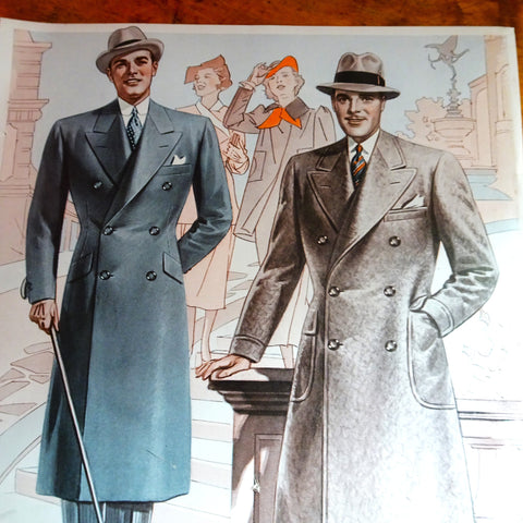 VINTAGE 1930s Men's Fashion Advertisement, Suitable To Frame, Men's Fashion Illustration, Stylish Suit Jackets Print, Decorative Prints,Fashion History