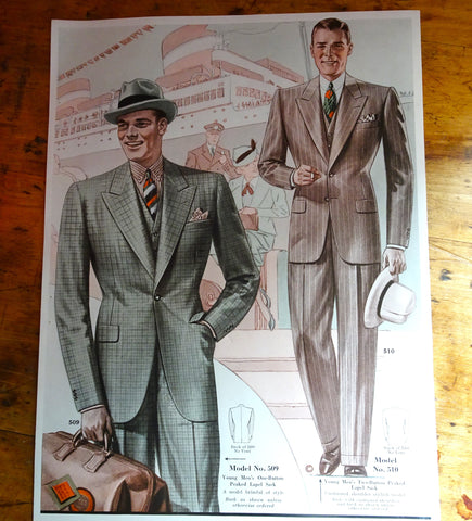VINTAGE 1930s Men's Fashion Advertisement, Suitable To Frame, Men's Fashion Illustration, Stylish Suit Jackets Print, Decorative Prints,Fashion History