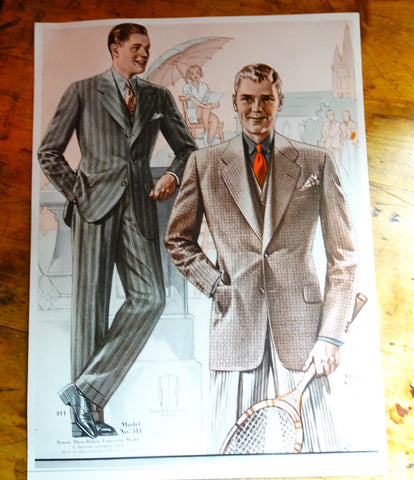 VINTAGE 1930s Men's Fashion Advertisement, Suitable To Frame, Men's Fashion Illustration, Stylish Suit Jackets Print, Decorative Prints,Fashion History