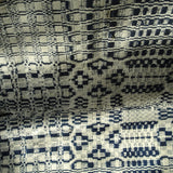 ANTIQUE Woven Coverlet, Blue Cream,Country,Log Cabin, FarmHouse, Americana Decor, Hand Made Antique Textile, Rustic Primitive Decorative