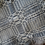 ANTIQUE Woven Coverlet, Blue Cream,Country,Log Cabin, FarmHouse, Americana Decor, Hand Made Antique Textile, Rustic Primitive Decorative