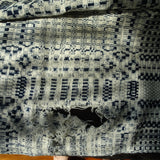 ANTIQUE Woven Coverlet, Blue Cream,Country,Log Cabin, FarmHouse, Americana Decor, Hand Made Antique Textile, Rustic Primitive Decorative