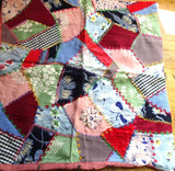 BEAUTIFUL Antique Crazy Quilt Cushion Pillow Cover,Selection of Hand Embroidery,Lovely Fabrics,Charming To Frame,Farmhouse Decor