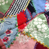 BEAUTIFUL Antique Crazy Quilt Cushion Pillow Cover,Selection of Hand Embroidery,Lovely Fabrics,Charming To Frame,Farmhouse Decor