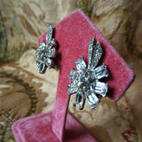 DRAMATIC Sparkling Vintage Earrings, Glittering Glass Rhinestone Earrings, Art Deco Like Design, Collectible Vintage Earrings