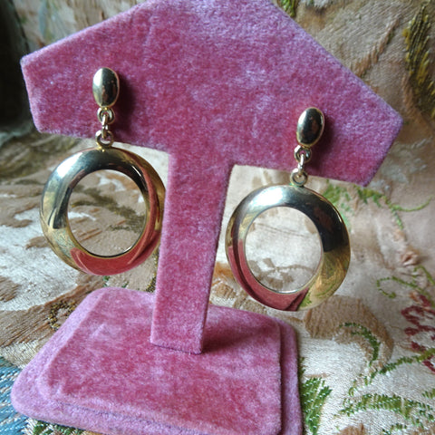 LOVELY 1980s Drop Earrings, Gold Tone Metal Pierced Earrings, Dangle Earrings, Collectible Vintage Jewelry