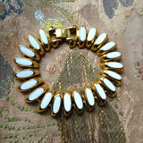 BEAUTIFUL Vintage Bracelet, White Enamel and Gleaming Gold Tone, Elegant Design, Collectible Vintage Jewelry