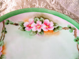 ROMANTIC Antique Plate, Hand Painted Pink Blossoms, Royal Silesia, Decorative Cabinet Plate, Romantic Cottage Decor