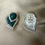 FABULOUS 1990s Clip On Earrings, Teal Blue Enamel and Silver Tone Metal, Stunning Design, Collectible Vintage Jewelry