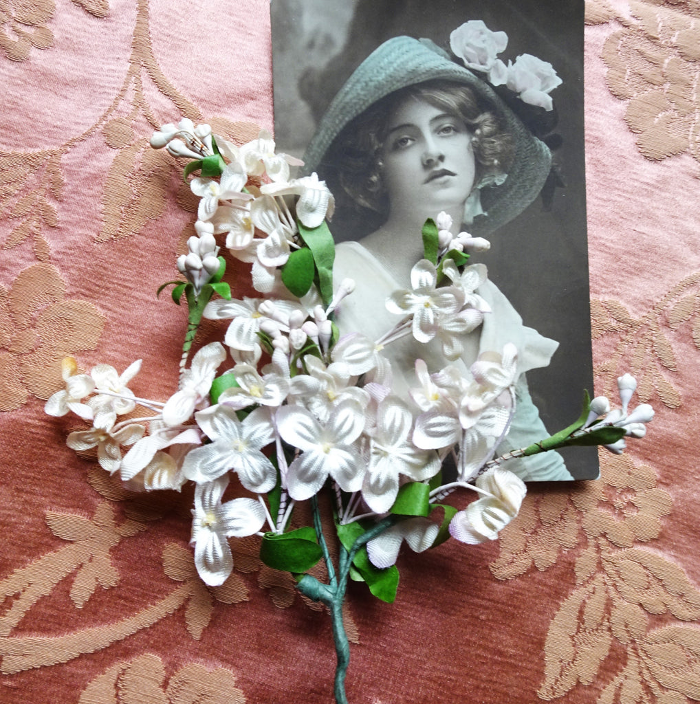 Lovely VINTAGE Millinery Flowers, Floral Hat Trim, Dress Corsage, Fabric Flowers, Bridal, Doll Size Flowers,Old Millinery Bouquet, Small Flowers, Heirloom Sewing
