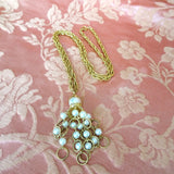 LOVELY Tassel Pendant Necklace, Unique Design, Gold Tone Metal and Faux Pearls, Mid Century Design, Collectible Vintage Jewelry