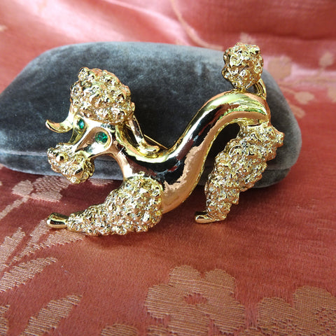 CUTE Vintage Dog Brooch, French Poodle Pin, Detailed Animal, Signed Figural Brooch, Collectible Vintage Costume Jewelry