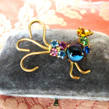 VINTAGE Austrian Jelly Belly Exotic Bird Brooch, Figural Pin, Sparkling Crystal Glass Brooch, Collectible Vintage Jewelry
