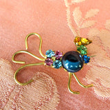 VINTAGE Austrian Jelly Belly Exotic Bird Brooch, Figural Pin, Sparkling Crystal Glass Brooch, Collectible Vintage Jewelry