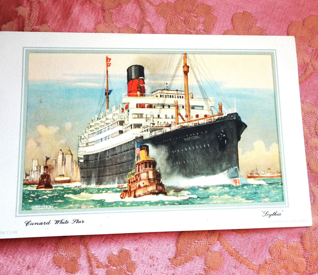 VINTAGE 1952 Cunard Steamship RMS SCYTHIA Abstract of Log Card, Collectible Shipping Memorabilia