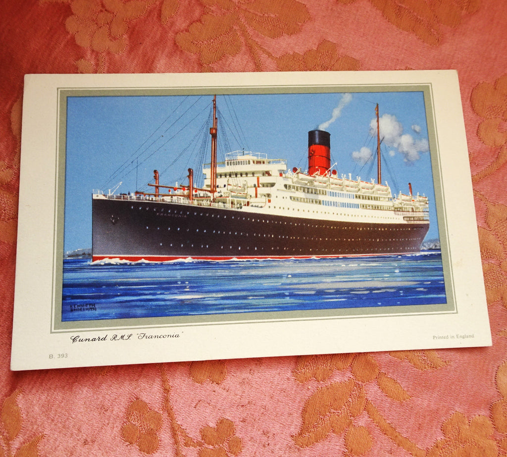 VINTAGE 1952 Cunard Steamship RMS FRANCONIA Abstract of Log Card, Collectible Shipping Memorabilia