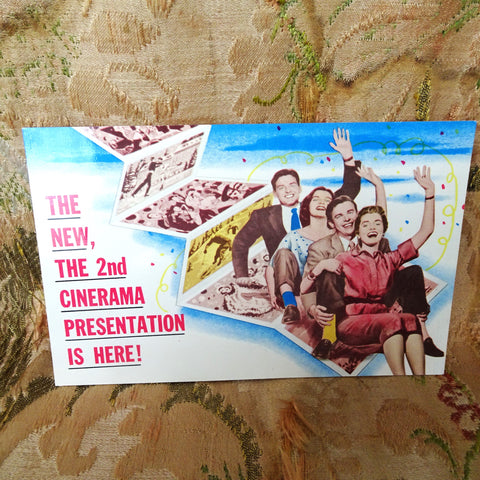 VINTAGE Advertising Postcard For Hollywood's 2nd Cinerama Theatre Presentation, Never Used,Collectible Chrome Postcards