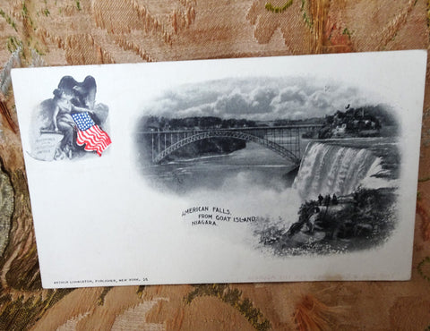 BEAUTIFUL Original Private Mailing Card, American Falls Niagara, Arthur Livingston Publisher, Never Used, Frame It,Collectible Antique Postcards