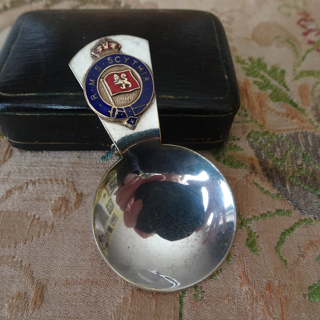 RARE RMS Scythia Cunard Ocean Liner, Tea Caddy Spoon,  Collectible Ocean Liner Memorabilia