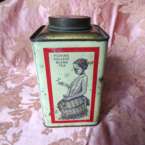 RARE Antique College Tea Tin, College Blend Tea, Kitchen Décor, Farmhouse Décor, Advertising Tins ,Collectible Vintage Tea Tins