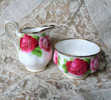 BEAUTIFUL Vintage Cream Jug and Sugar Bowl, Old English Rose by Royal Albert,English Bone China, Lush Romantic Roses ,Creamer and Open Sugar