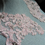 BEAUTIFUL Vintage 1930s Pink Beaded French Lace Appliques or Collar, Lovely Design, Heirloom Sewing, Collectible Vintage Lace