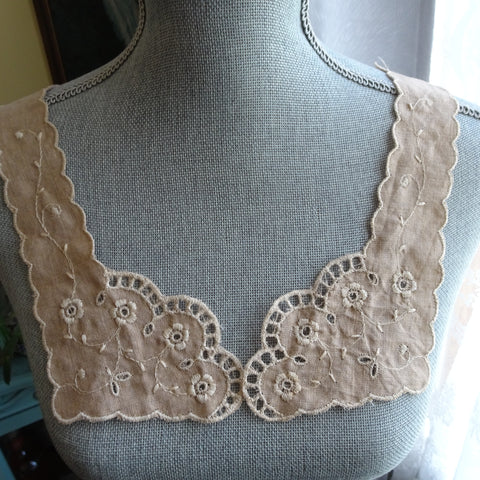 Lovely Antique Appliques or Collar, Embroidered Swiss Appliques, Perfect For Clothing Fine Heirloom Sewing, Fine Craft Projects,Vintage Trims