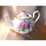 LOVELY Vintage Teapot,English Bone China 5 Cup Teapot,Royal Albert AMERICAN BEAUTY,Romantic Pink Cabbage Roses,Collectible Vintage Teapots